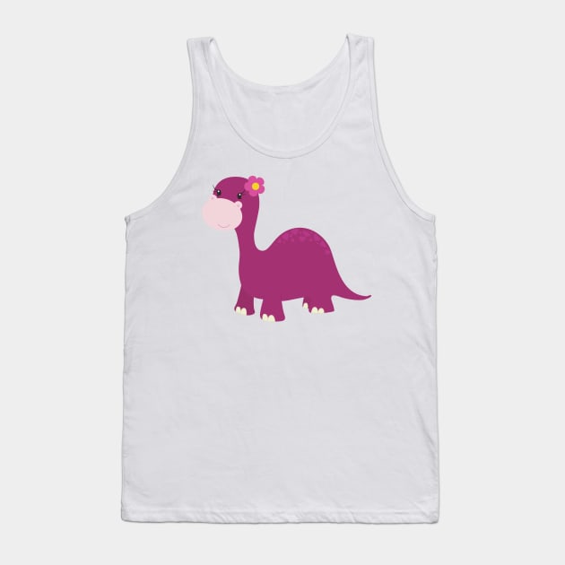 Cute Dinosaur, Girl Dinosaur, Pink Dinosaur, Dino Tank Top by Jelena Dunčević